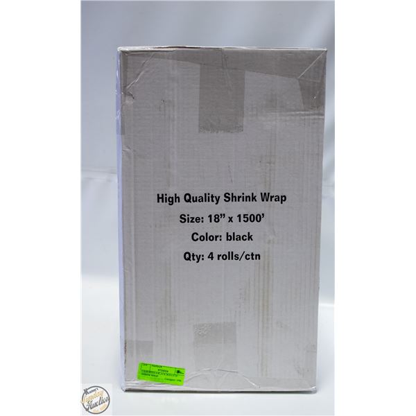 CASE WITH 4 BLACK ROLLS OF SHRINK WRAP