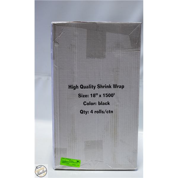 CASE WITH 4 BLACK ROLLS OF SHRINK WRAP
