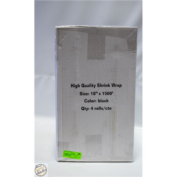 CASE WITH 4 BLACK ROLLS OF SHRINK WRAP