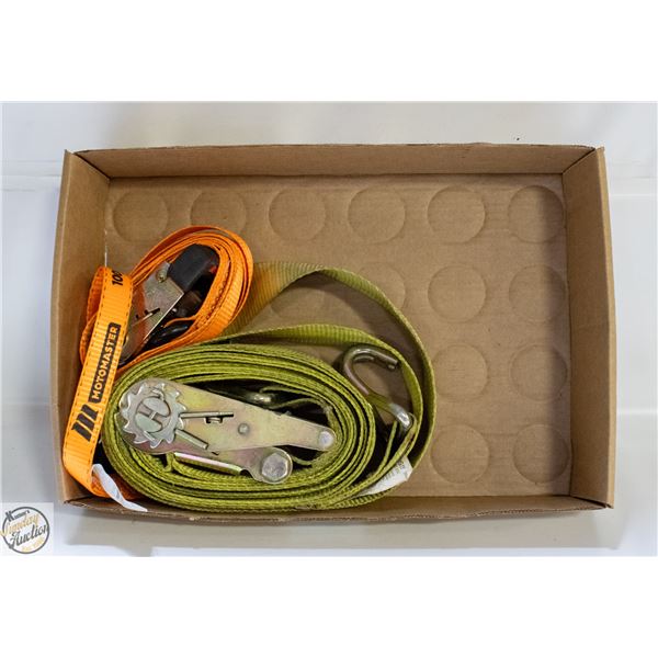TWO HEAVY DUTY RACHET TIE DOWNS