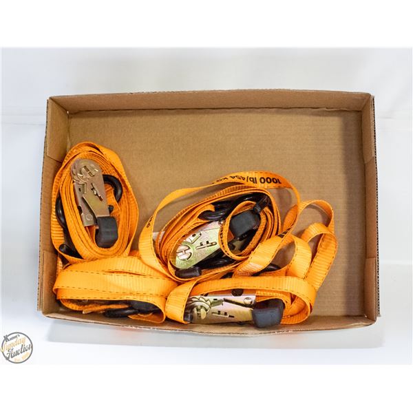 4 HEAVY DUTY 10FT RACHET TIE DOWNS ORANGE