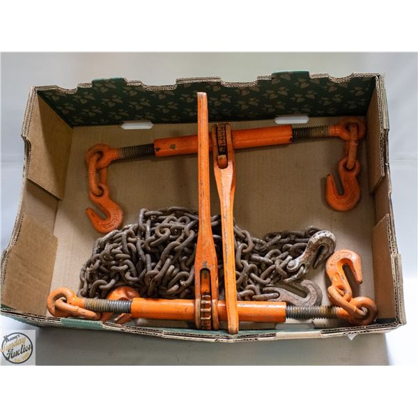 FLAT WITH TWO RATCHETING SCREW CHAIN