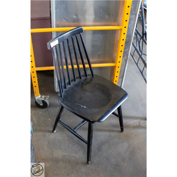 1970S VINTAGE RILEY BLACK WOOD DINING CHAIR