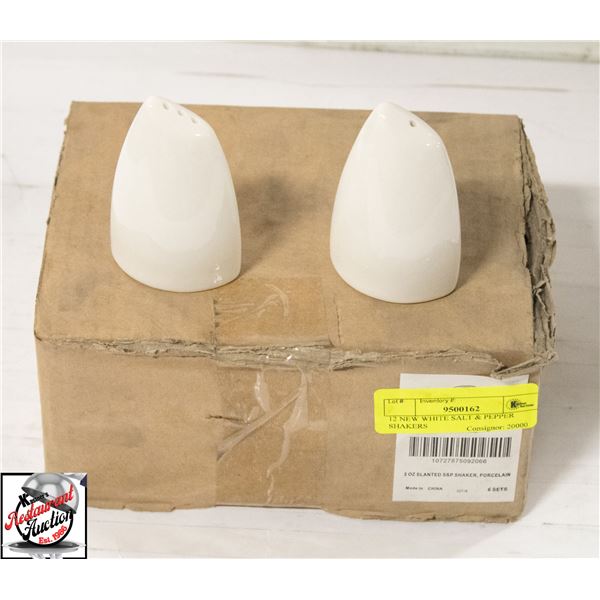12 NEW WHITE SALT & PEPPER SHAKERS