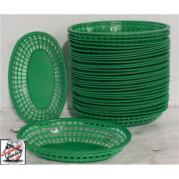 32 GREEN PLASTIC OVAL BASKET