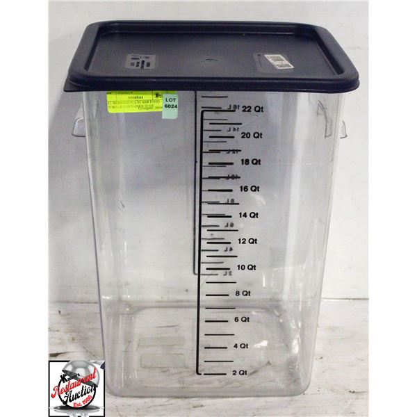 RUBBERMAID POLYCARB FOOD STORAGE CONTAINER 22 QT