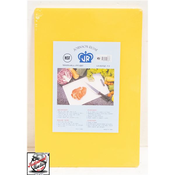 NEW JOHNSON ROSE 12"X18"X1/4" YELLOW CUTTING BOARD