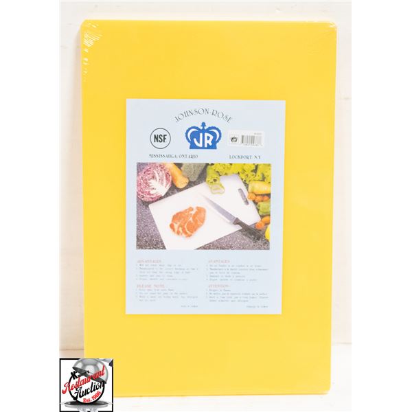 NEW JOHNSON ROSE 12"X18"X1/4" YELLOW CUTTING BOARD