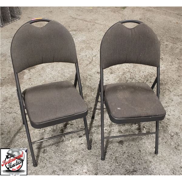 TWO UPHOLSTERED FOLDING CHAIRS