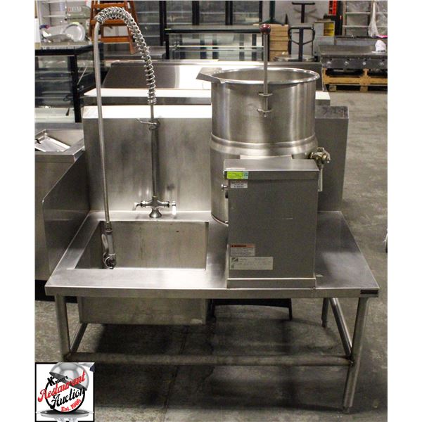 S/S SINGLE BASIN SINK W/ SOUTHBEND 12G KETTLE