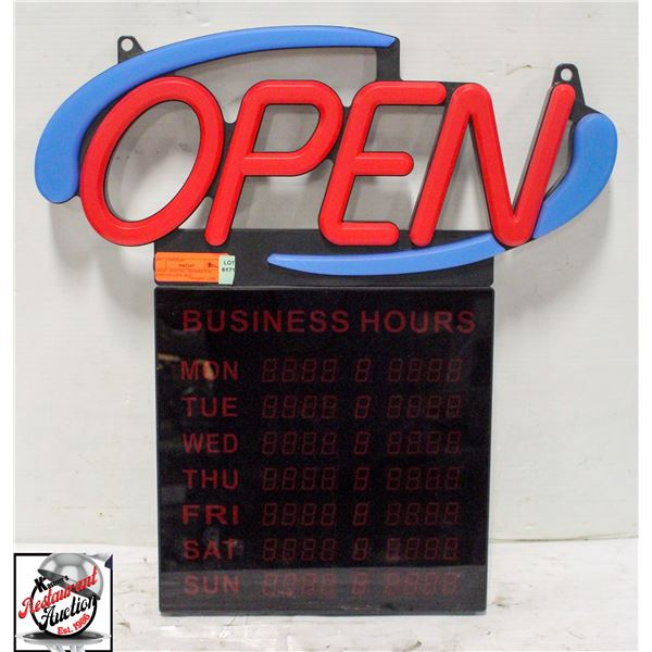 BAILIFF SEIZURE: PREMIER POS LIGHT-UP OPEN SIGN