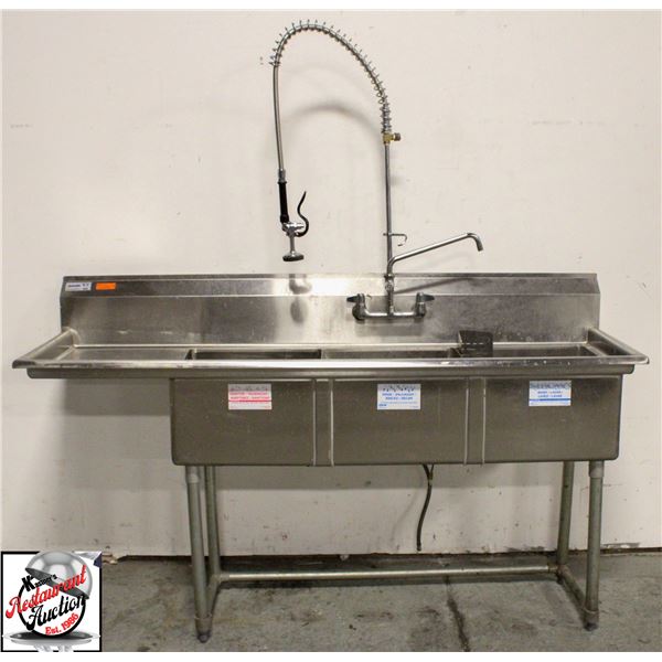 BAILIFF SEIZURE: OMCAN S/S 3-COMPARTMENT SINK