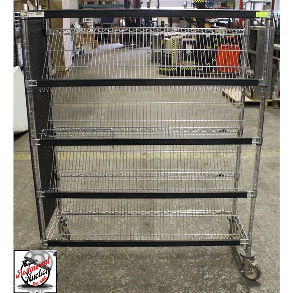 NEW 5 TIER CHROME WIRE RACK W/ 4 ANGLED SHELVES ON
