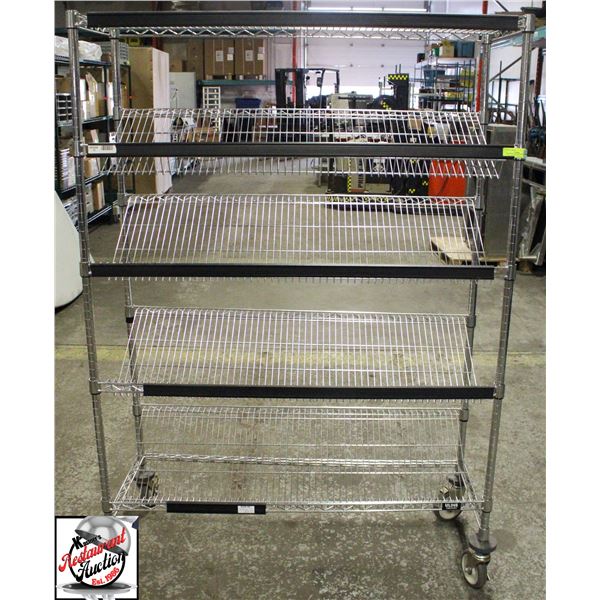 NEW 5 TIER CHROME WIRE RACK W/ 4 ANGLED SHELVES ON