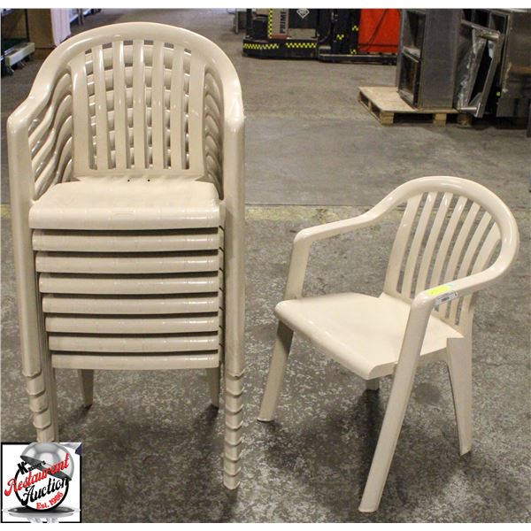 9 NEW GROSFILLEX PLASTIC PATIO CHAIRS