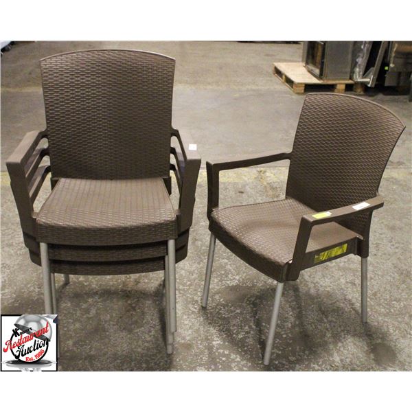 4 NEW GROSFILLEX PLASTIC & METAL PATIO CHAIRS