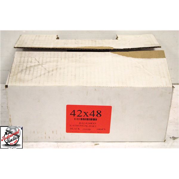 BOX OF 100 STRONG BLACK GARBAGE BAGS 42" X 48"