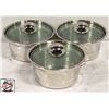 Image 1 : 3 NEW STAINLESS STEEL 7" HOT POTS W/ LIDS