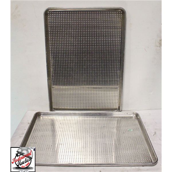 2 NEW FULL SIZED ALUMINUM PERFORATED BUN PANS