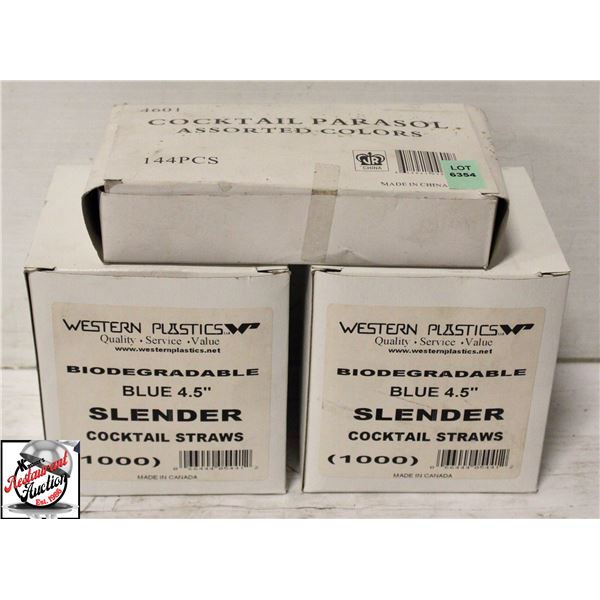 LOT OF 2000 BIODEGRADABLE 4.5" SLENDER COCKTAIL