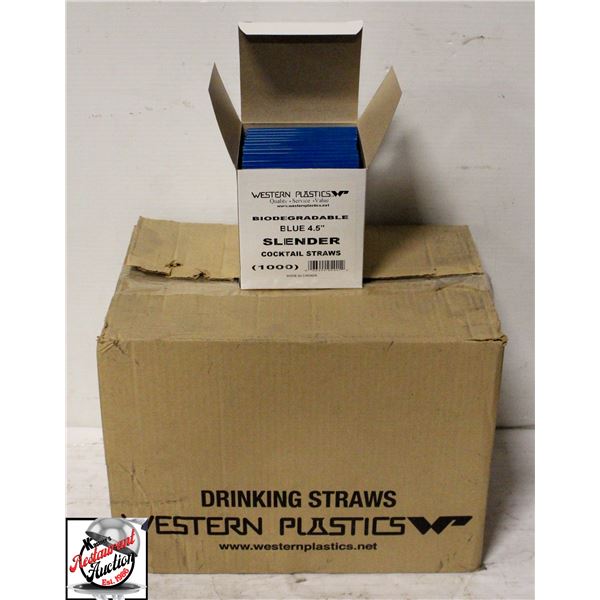 12 1000 4.5" BIODEGRADABLE BLUE COCKTAIL STRAWS