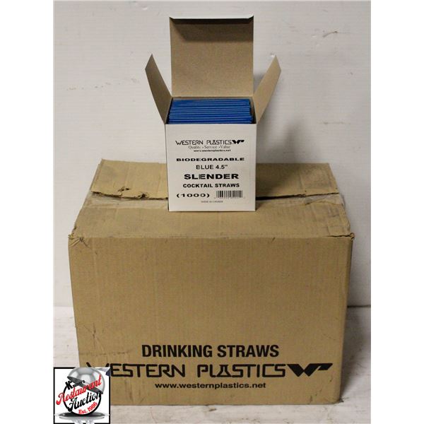 12 1000 4.5" BIODEGRADABLE BLUE COCKTAIL STRAWS