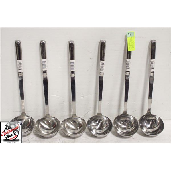6 JOHNSON ROSE 13" STAINLESS STEEL LADLES