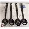 Image 1 : 4 12.5" BLACK NYLON SLOTTED SPOONS