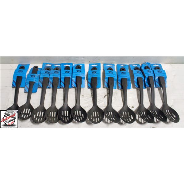 12 JOHNSON ROSE 11.5" BLACK NYLON SLOTTED SPOONS