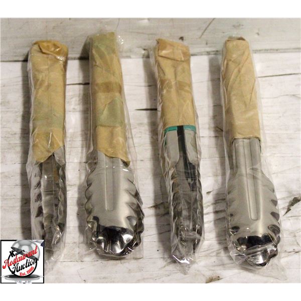 LOT OF 4 NEW TABLECRAFT 9.5" STAINLESS STEEL TONGS