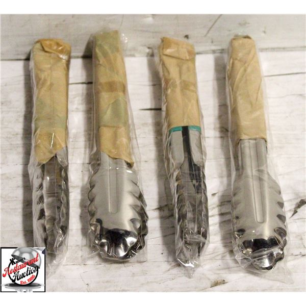 LOT OF 4 NEW TABLECRAFT 9.5" STAINLESS STEEL TONGS