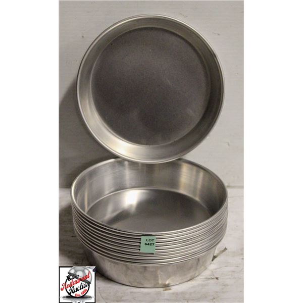 LOT OF 11 NEW ROUND 8" ALUMINUM 2" DEEP CAKE PANS