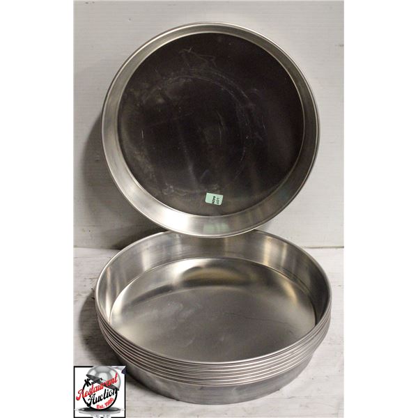 LOT OF 8 NEW ROUND 12" ALUMINUM 2" DEEP CAKE PANS