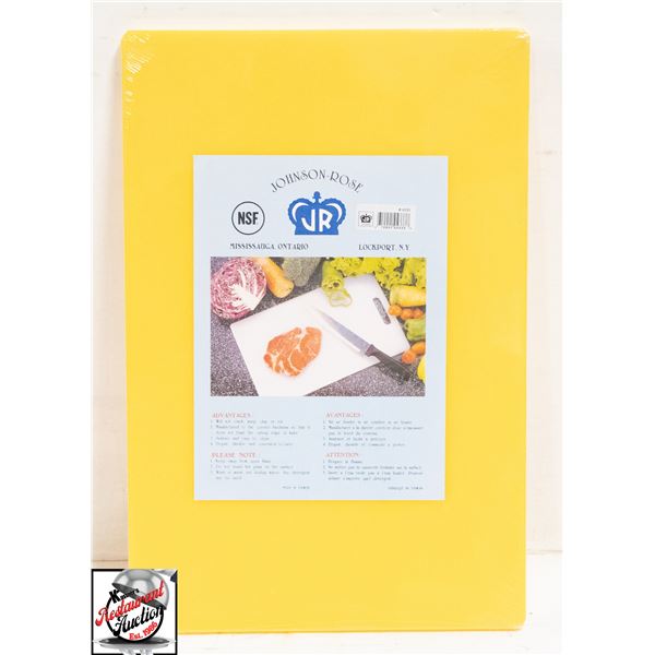 NEW JOHNSON ROSE 12"X18"X1/4" YELLOW CUTTING BOARD