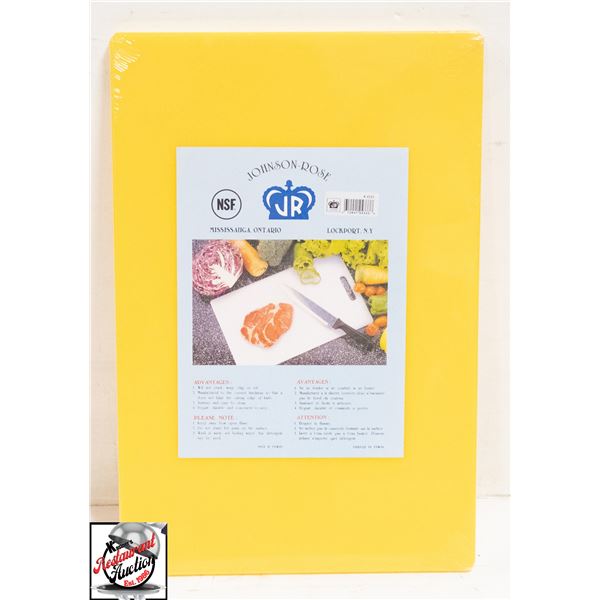 NEW JOHNSON ROSE 12"X18"X1/4" YELLOW CUTTING BOARD