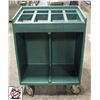 Image 1 : CAMBRO GREEN PLASTIC TRAY AND SILVER CART