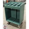Image 2 : CAMBRO GREEN PLASTIC TRAY AND SILVER CART