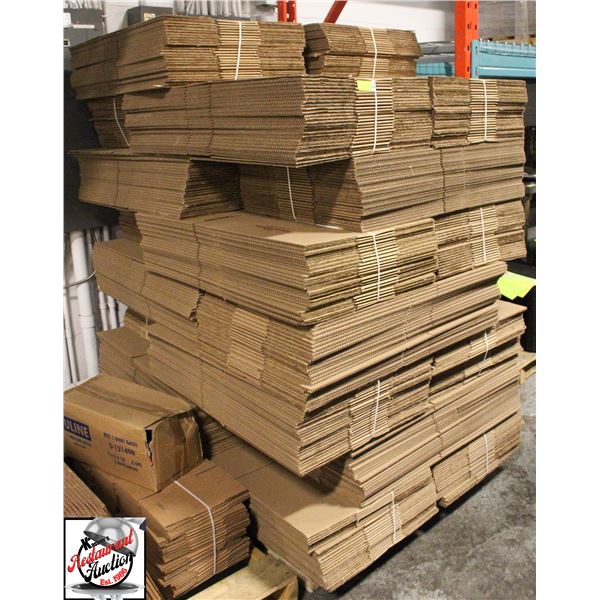 23 BUNDLES OF 24 CORRUGATED CARDBOARD BOXES
