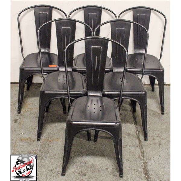 BAILIFF SEIZURE: 6 BLACK METAL DINING CHAIRS