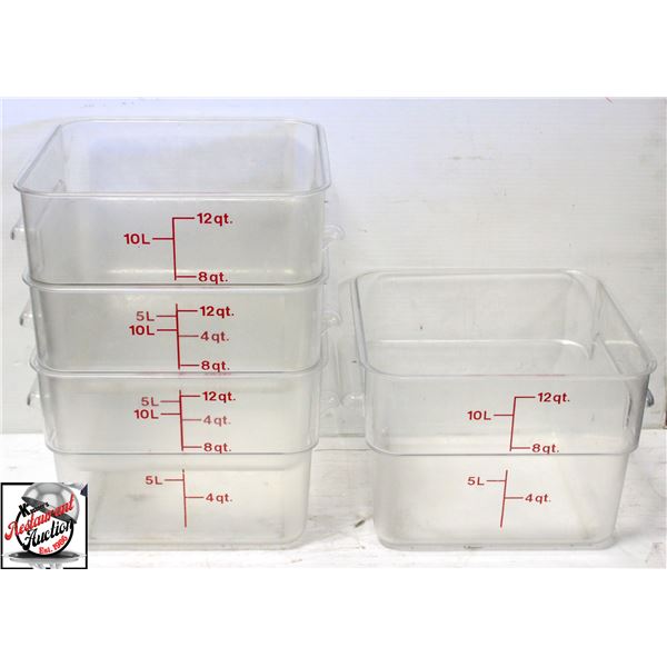 BAILIFF SEIZURE: 4 CAMBRO 12 QT PLASTIC BINS