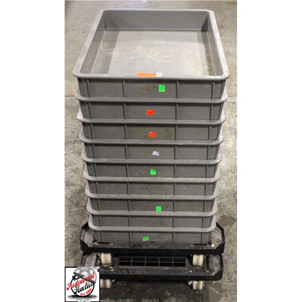 BAILIFF SEIZURE: 2 BIN CARTS W/ 9 PLASTIC BINS