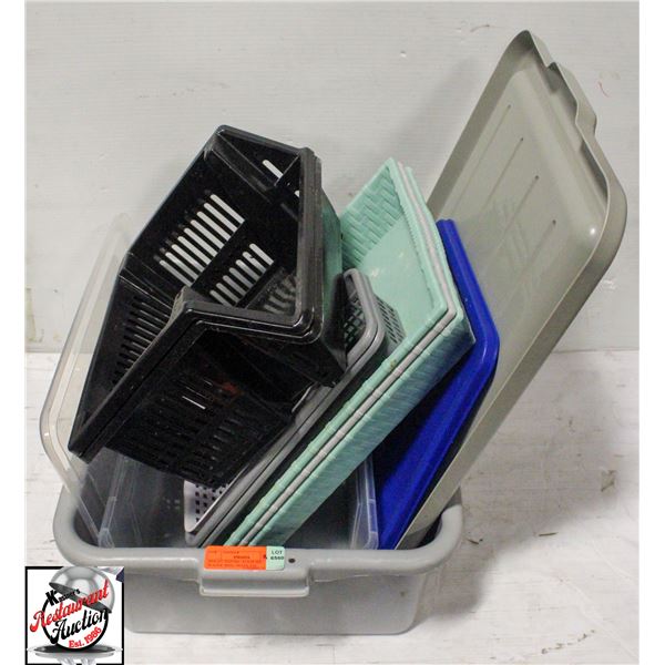 BAILIFF SEIZURE: ASSORTED PLASTIC BINS, TRAYS, ETC