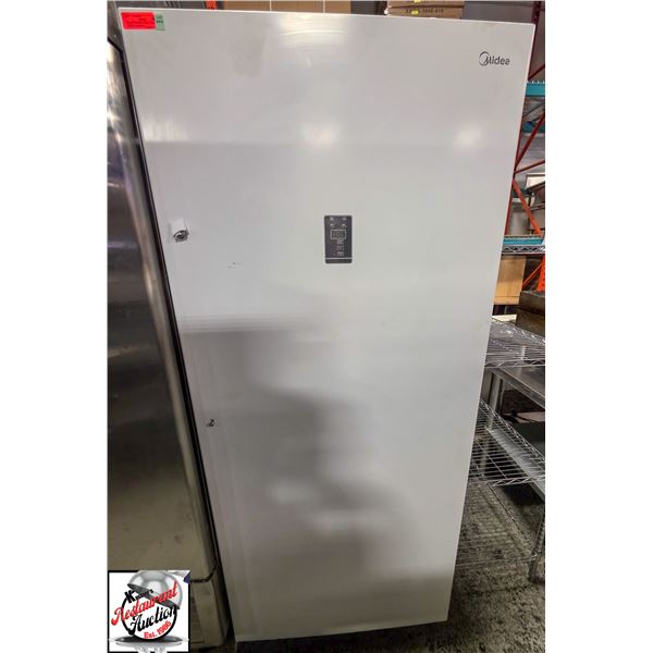 BAILIFF SEIZURE: MIDEA WHITE UPRIGHT FREEZER