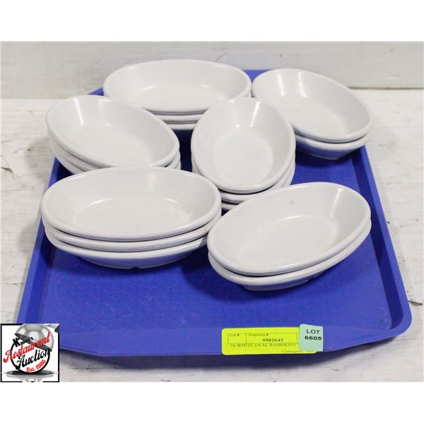 16 WHITE OVAL RAMEKINS 5" X 3"