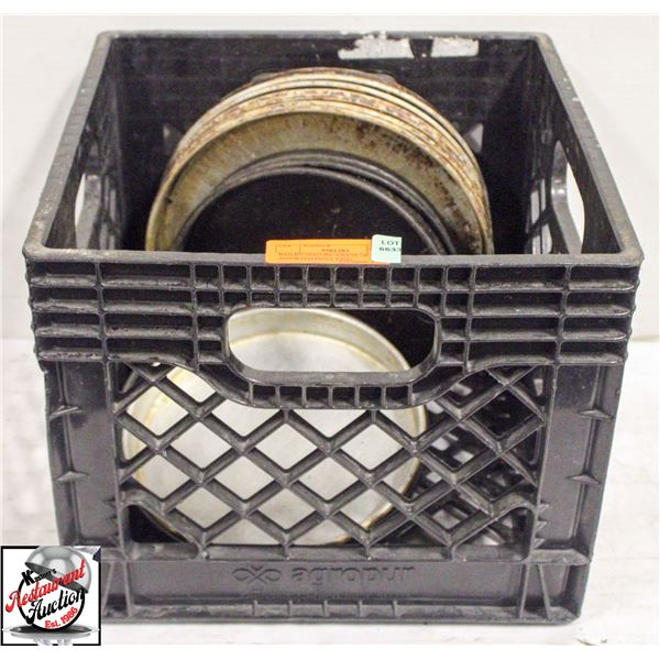 BAILIFF SEIZURE: CRATE OF ASSORTED PIZZA PANS