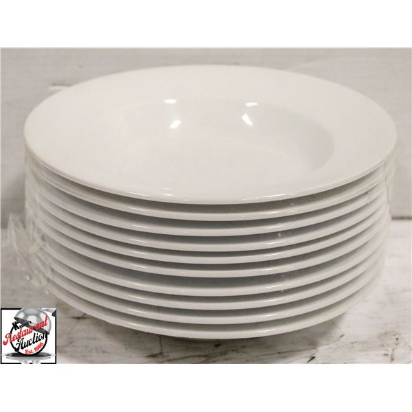 10 WHITE 9" PASTA BOWLS