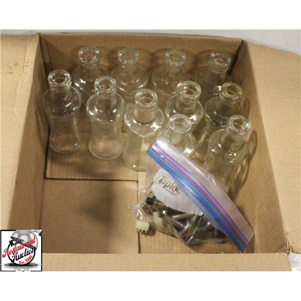 11 SOY SAUCE/VINEGAR BOTTLES W/ SPOUTS