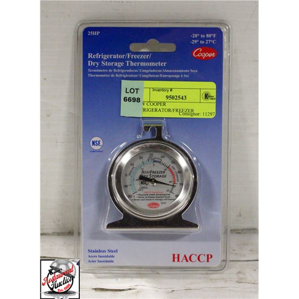 NEW COOPER REFRIGERATOR/FREEZER THERMOMETER