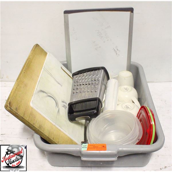 BAILIFF SEIZURE: BIN OF KITCHEN MISC