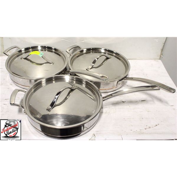 3 KIRKLAND S/S 4.5 QT SAUCEPANS W/ LIDS